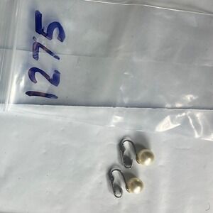 Pearl Clip On Earrings Silver Tone Faux Pearl Small Dangle Earrings 1275